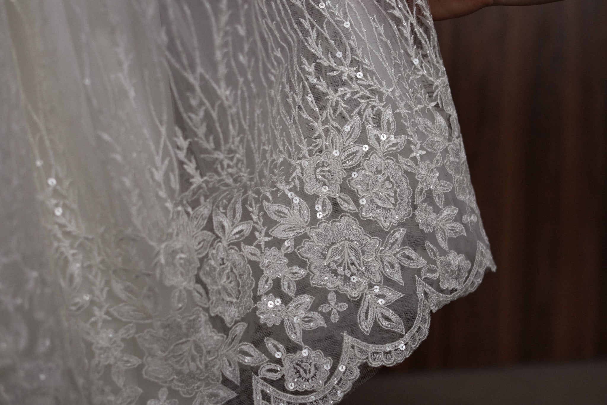 Ivory Embroidered Christening Gown with Satin Bow & Sequins CW22