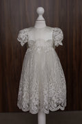 Ivory Floral Lace Christening Dress with  Satin Bow CW14
