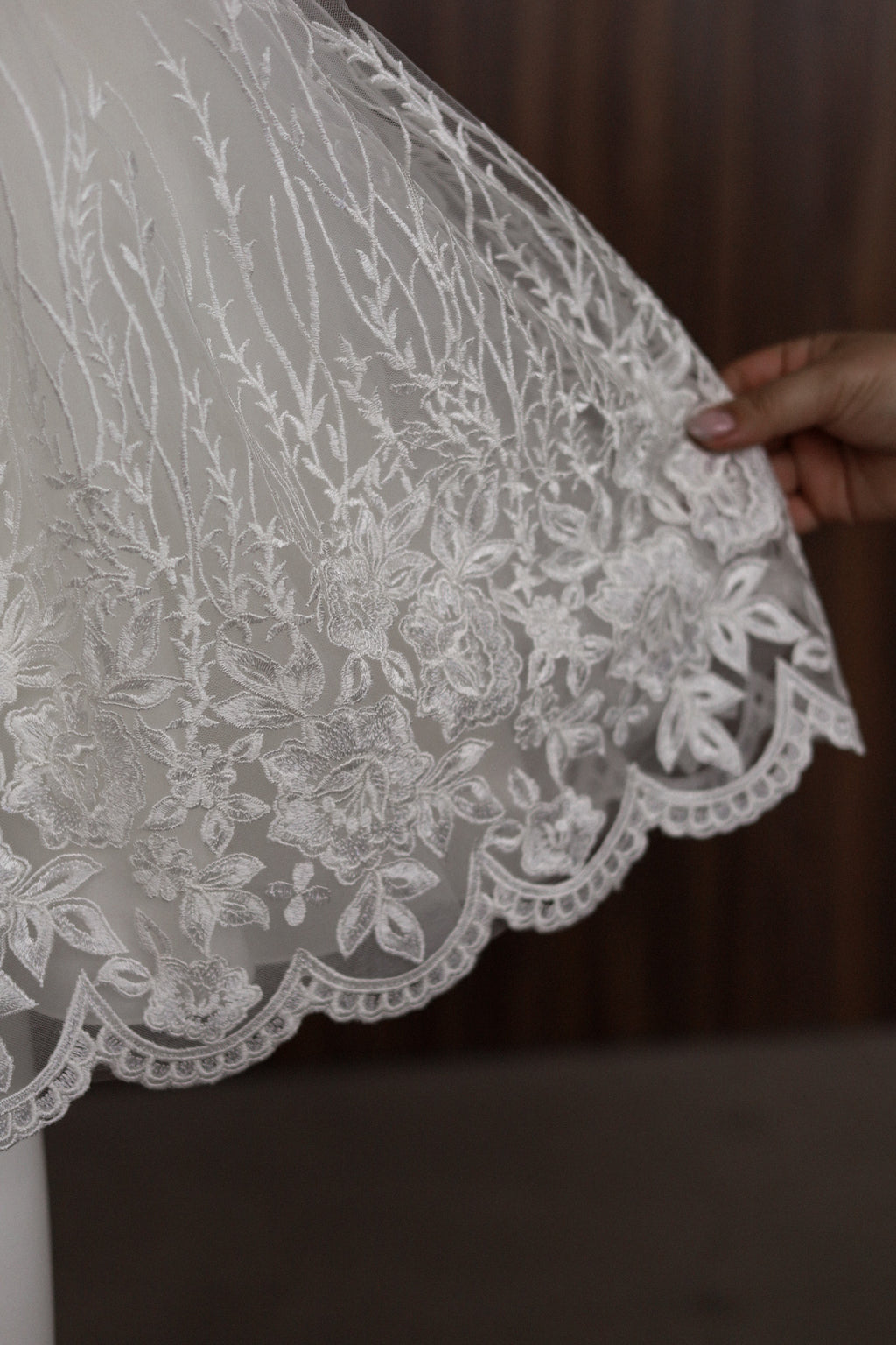 Ivory Floral Lace Christening Dress with  Satin Bow CW14