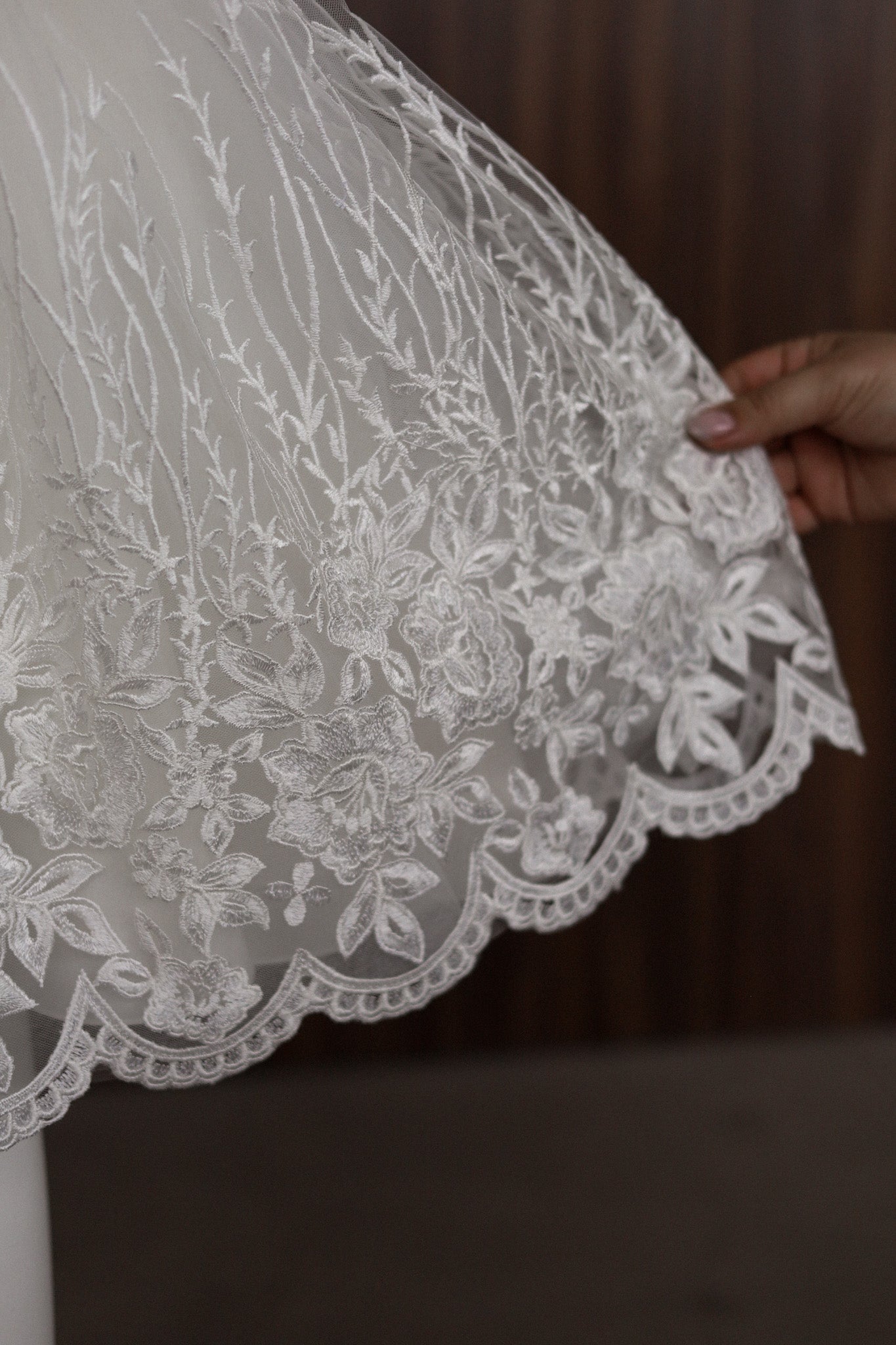 Ivory Floral Lace Christening Dress with  Satin Bow CW14