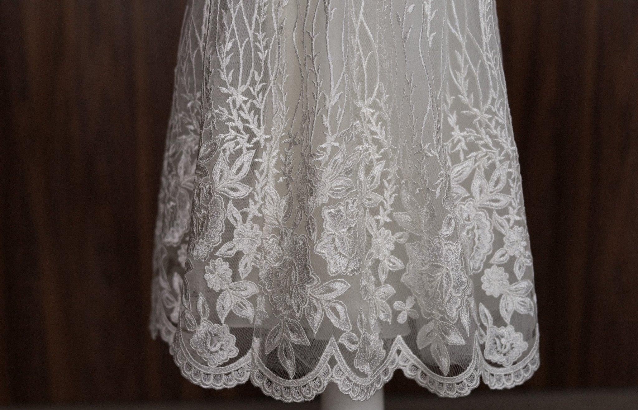 Ivory Floral Lace Christening Dress with  Satin Bow CW14