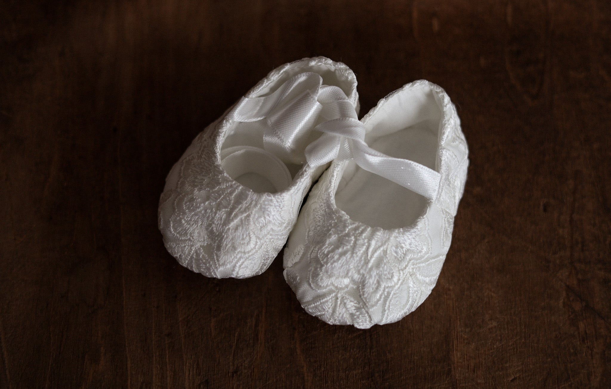 Ivory Floral Lace Christening Dress with  Satin Bow CW14